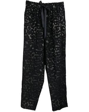Psophia Leopard-Pattern Devoré Pants - Black