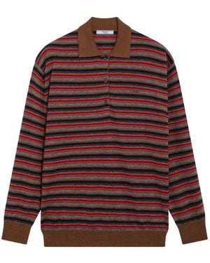 Prada Striped Cashmere Polo Jumper - Red
