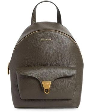 Coccinelle Small Beat Grained-Leather Backpack - Grey