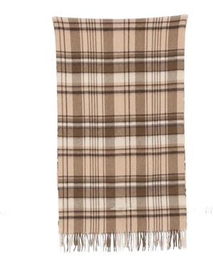 Les Deux Check-Pattern Fringed Scarf - Natural