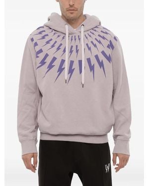 Neil Barrett Fairisle Thunderbolt Hoodie - Grey