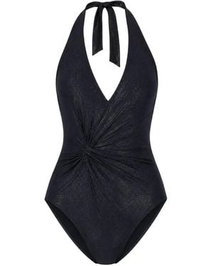Gottex Pretty Halterneck Twist-Detail Swimsuit - Blue