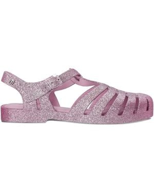 Melissa Possesion Glitter-Embellished Flat Sandals - Purple