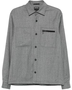 ZEGNA Zip-Fastening Pocket Shirt - Grey