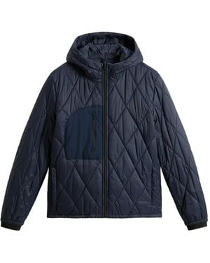 Woolrich フーデッド キルティングジャケット - ブルー
