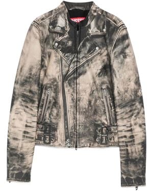 DIESEL L-Uxure Zip-Fastening Leather Jacket - Brown