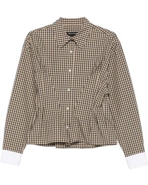 MERYLL ROGGE Gingham-Check Pleated Shirt - Brown