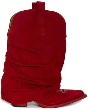 R13 Botas con diseño bordado - Rojo