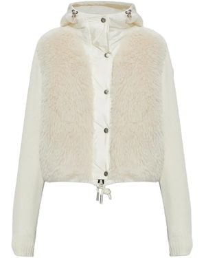 Moncler Cardigan Mit Shearling-Einsatz - Weiß