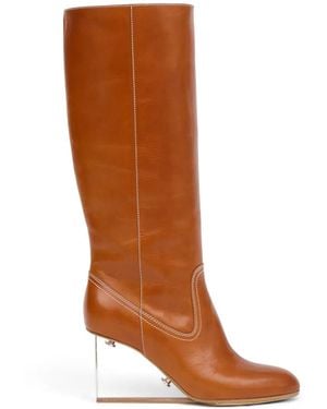 Maison Margiela Plexi Contrast-Stitch Wedge Boots - Brown