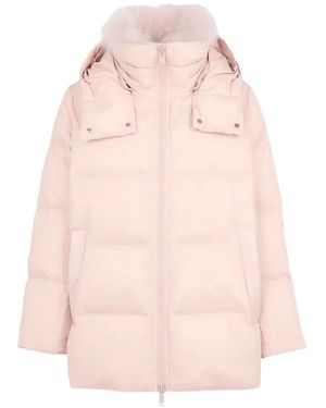 Yves Salomon Fur-Trim Hooded Jacket - Pink