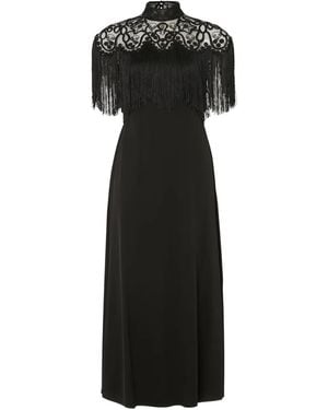 Temperley London Cordelle Tassel Short-Sleeves Midi Dress - Black