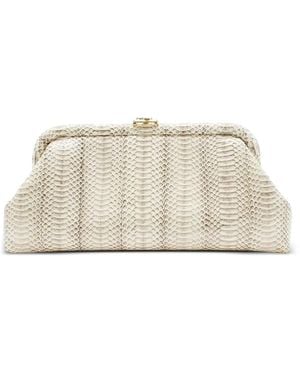 Jimmy Choo Skylar snakeskin-effect clasp clutch bag - Neutro