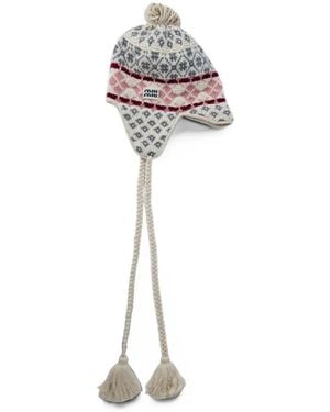 Miu Miu Pompom-Top Visor Hat - White
