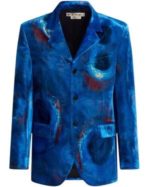 Marni Painterly-Print Single-Breasted Blazer - Blue
