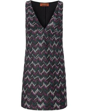 Missoni Zigzag-Pattern Sleeveless Mini Dress - Black