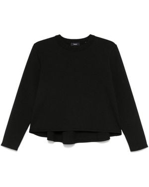 Theory Cropped High-Low Viscose Jumper - Black