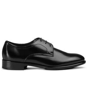 Doucal's Leather Lace-Up Derby Shoes - Black