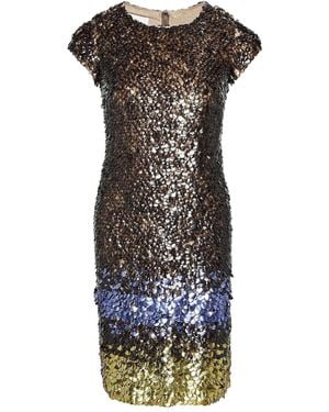 Oscar de la Renta Embellished Short-Sleeved Dress - Black
