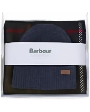 Barbour Tartan-Print Beanie And Scarf Set - Zwart