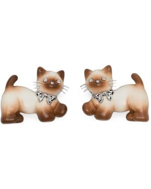 YVMIN Cat-Motif Crystal-Embellished Hair Clips - Metallic