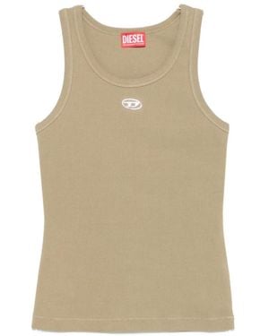 DIESEL Oval-D Ribbed-Knit Tank Top - Natural
