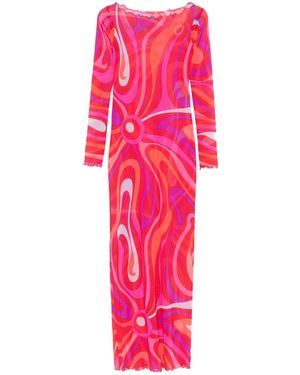 PUCCI Pucci Marmo Printed Midi Tulle Dress - Pink