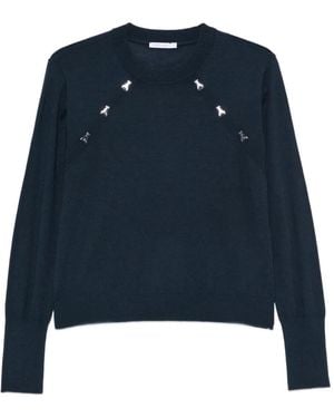 Patrizia Pepe Fly-Embellished Wool Knit - Blue