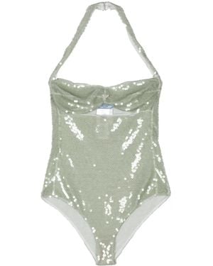Prada Sequined Tulle Bodysuit - Green