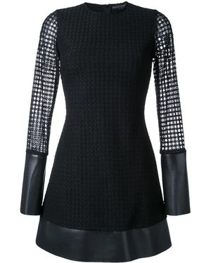 David Koma Mesh Sleeve Flared Mini Dress - Black