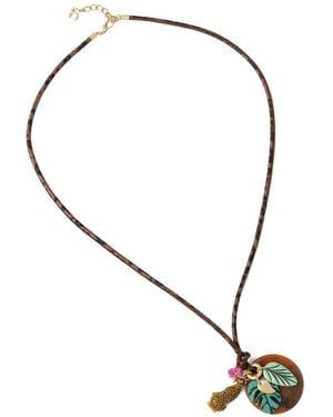 Lola Casademunt Leopard-Print Charm Necklace - Metallic