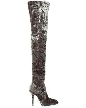 Saint Laurent Aint Laurent Talia Velvet Boots - Green