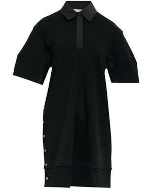 3.1 Phillip Lim Terry Buttoned Collar Midi Dress - Black