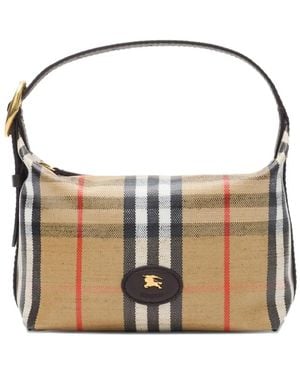 Burberry Mini Highlands Checked Tote Bag - Natural