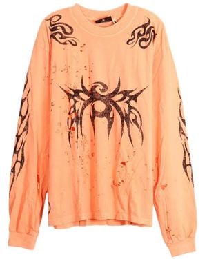 HELLSTAR Distressed Graphic-Print T-Shirt - Orange