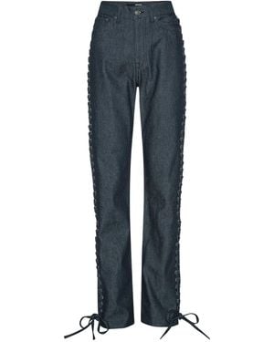 ROTATE BIRGER CHRISTENSEN Logo-Patch Tie-Details Jeans - Blue