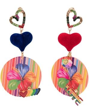 Amir Slama Floral-Print Drop Earrings - Multicolour