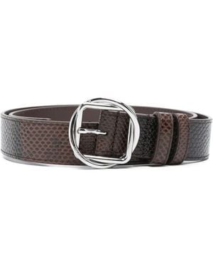 Jacquemus Snakeskin-Print Buckle Belt - White