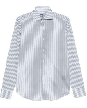 Fedeli Striped-Pattern Shirt - White