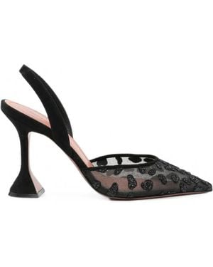 AMINA MUADDI Holli Leopard-Print Mesh Court Shoes - White