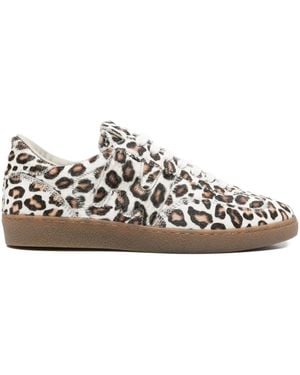MSGM Leopard-Print Calf-Leather Sneakers - White