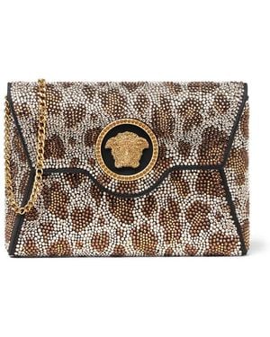 Versace Bolso de mano La Medusa con motivo de leopardo - Marrón