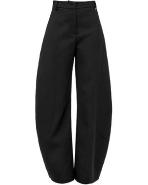 Nissa Wool-Blend Barrel Fit Trousers - Black