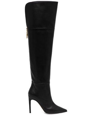 Elisabetta Franchi 100 Mm Leren Laarzen - Zwart