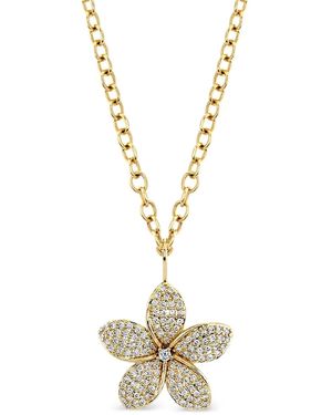 Sydney Evan 14K Diamond Flower Necklace - Metallic