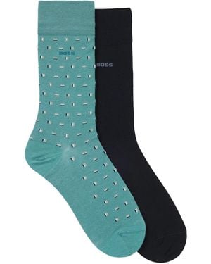 BOSS Logo-Intarsia Socks (Pack Of Two) - Blue