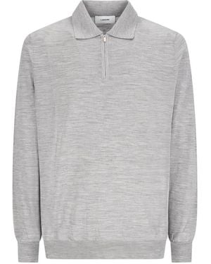 Lardini Zip-Fastening Long-Sleeve Polo Shirt - Grey