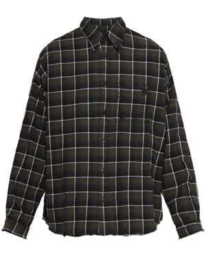 MISBHV Tartan Plaid-Pattern Distressed-Effect Shirt - Black