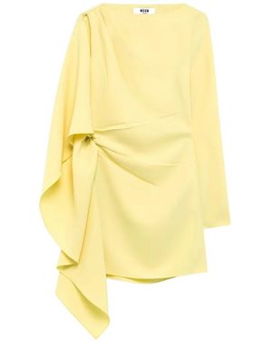MSGM Asymmetric Draped Mini Dress - Yellow