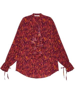 Maliparmi Ruffled Floral-Print Blouse - Red